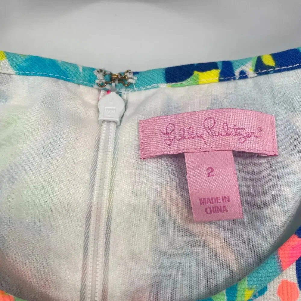Lilly Pulitzer Women's Multi Dive Floral Colorful Adara Shift Dress Size 2